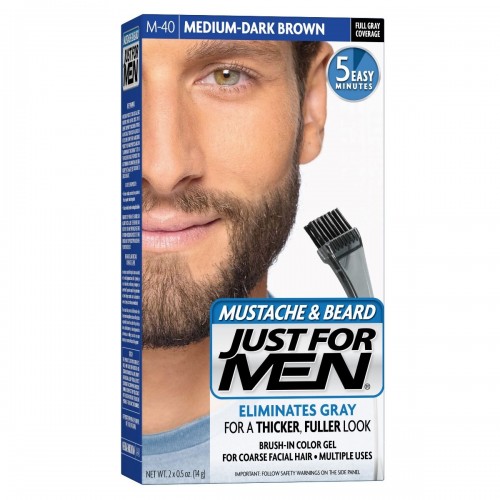 JUST FOR MEN - MUSTACHE & BEARD BRUSH-IN COLOUR GEL (Medium - Dark Brown)  M40 - from category Anti-grey (Hairback.eu :. International page)